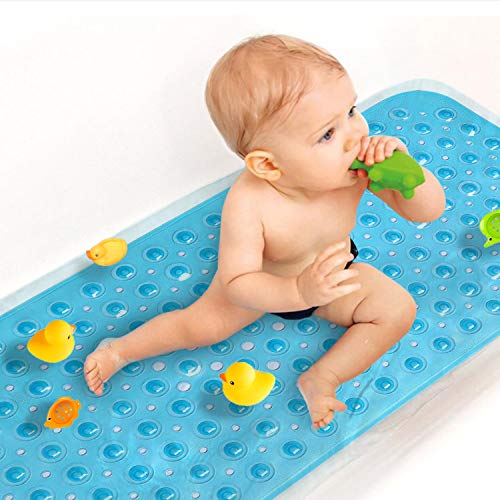 Extra Long Non-Slip Baby Bath Mat, 40 x 16 Inch Shower Mat with 200 Suction Cups