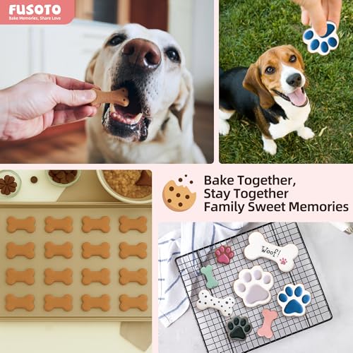 FUSOTO 8PCS Dog Bone & Paw Cookie Cutter Set – Stainless Steel, BPA Free, Includes Bone & Paw Sizes (Variation: 8PCS-Bones & Paws)