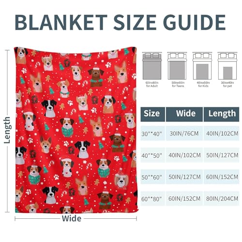Amasnay Candy Cane Xmas Dog Throw 40x50in Ultra Soft Fleece Blanket