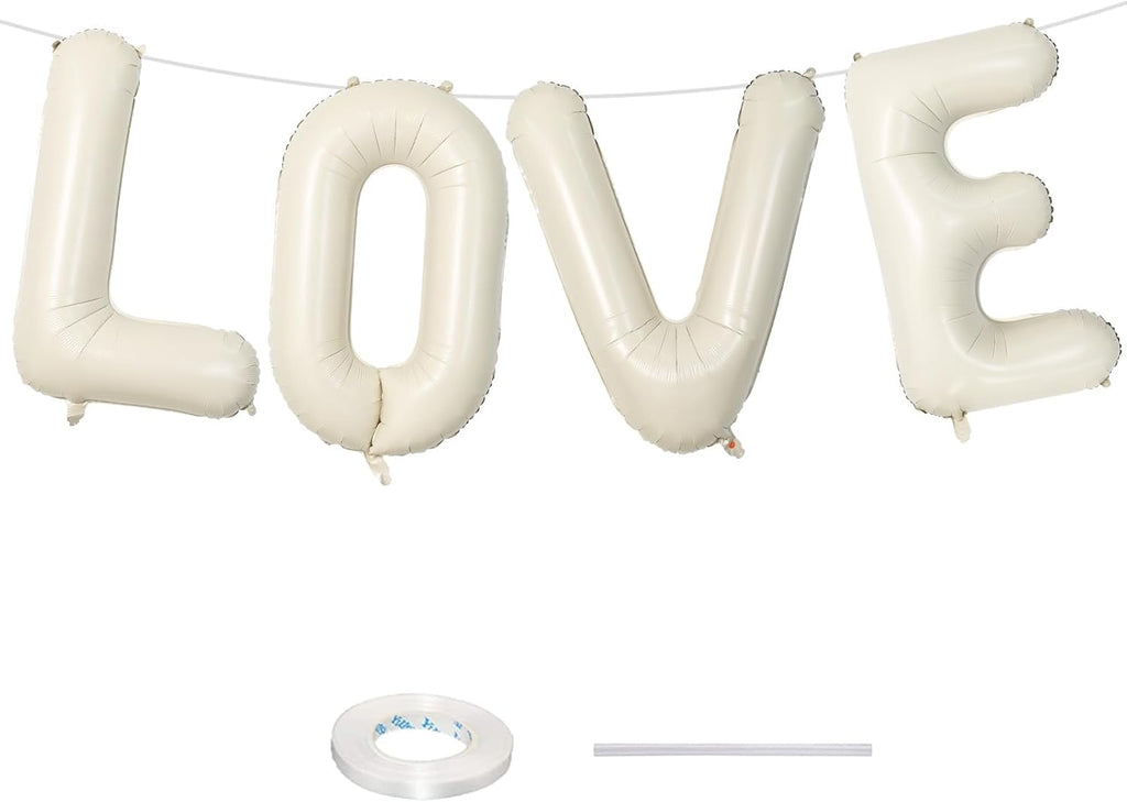 Skiennix 40 Inch Cream White Sand Love Balloons - Elegant Ivory Alphabet Balloons for Valentine's Day & Weddings