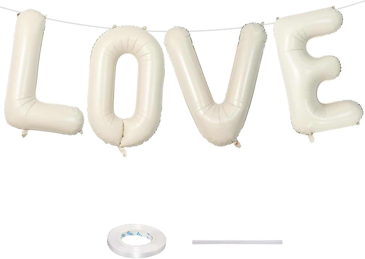 Skiennix 40 Inch Cream White Sand Love Balloons - Elegant Ivory Alphabet Balloons for Valentine's Day & Weddings