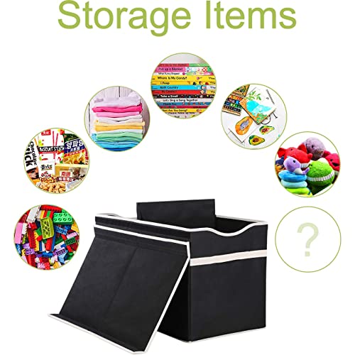 Extra Large Collapsible Toy Chest Storage Box with Lid - Black Linen