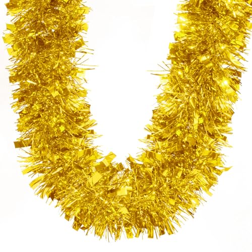 BLEUM CADE 32.8ft Gold Christmas Tinsel Garland - 1 Pcs