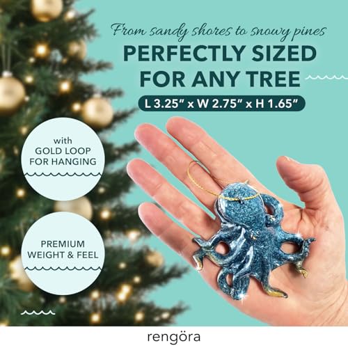 Rengöra Hand-Painted Octopus Christmas Ornament with Gift Box - Marine Decor
