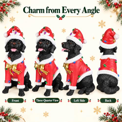 Lighted Labrador Christmas Statue - Brown Labrador with Santa Outfit, 18.11 Inch Holiday Decor