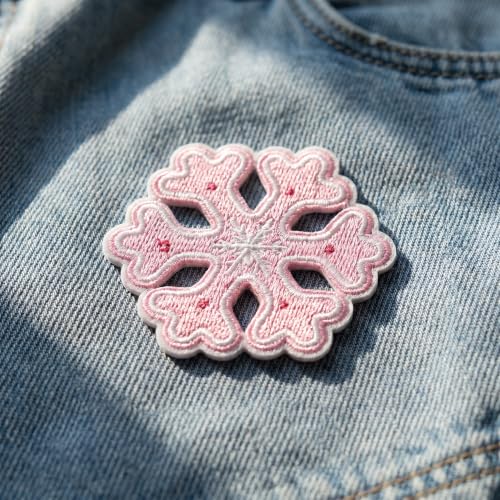 HEYTRCO 9PCS Pink Christmas Embroidered Iron-On Patches - Holiday Decor