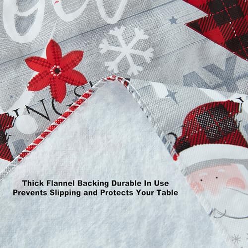 Newbridge 60 x 102 Inch Christmas Joy & Cheer Vinyl Tablecloth - Red Plaid Holiday Decor