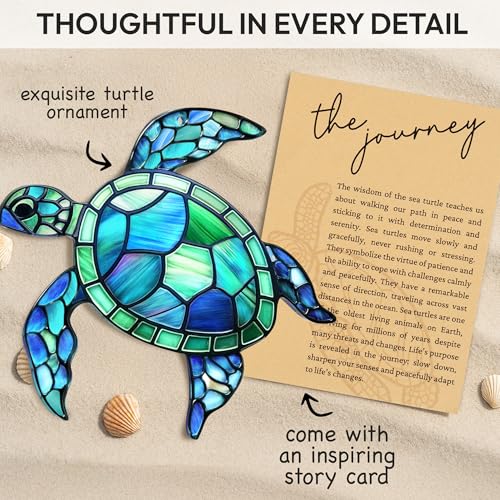 Sea Turtle Ornament, Acrylic Faux Stained Glass Coastal Christmas Decor