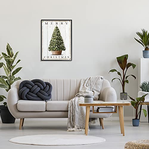 Merry Christmas Country Tree Framed Giclee Art - Black Box Frame 30"L x 24"W V3