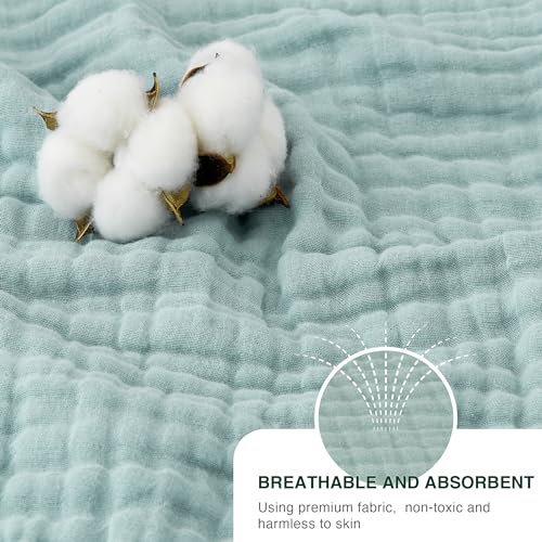 100% Cotton Muslin King Blanket - 6-Layer Lightweight Gauze Throw (Cyan)