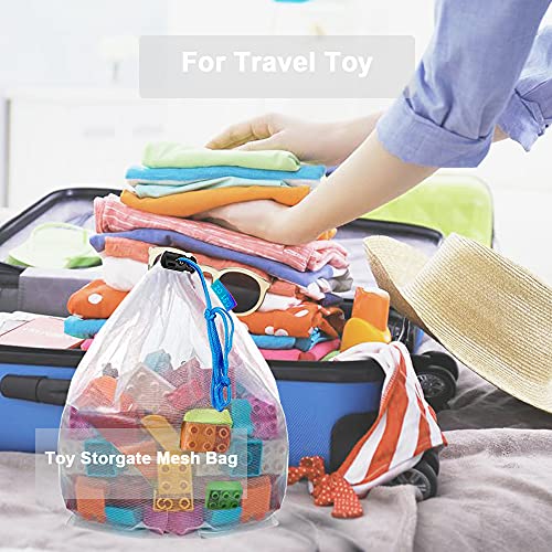16 Pcs Mesh Toy Storage Bags, Reusable Drawstring Organizers for Kids Toys