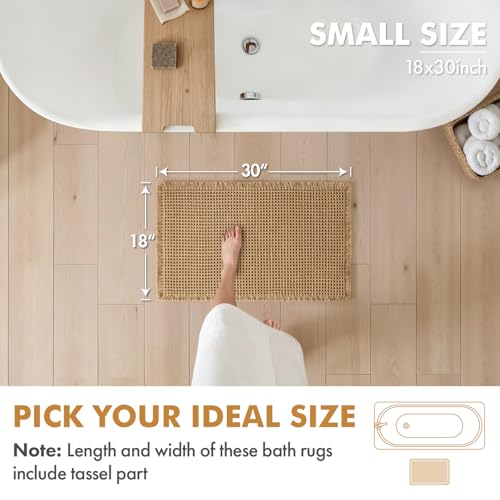 MIULEE Waffle Bath Rug Set of 2 Boho Brown 18x30 Non-Slip Absorbent
