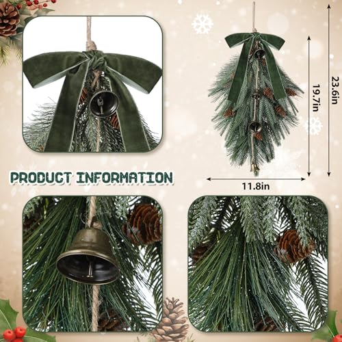 2-Pack 24-Inch Christmas Teardrop Swag, Artificial Norfolk Pine Door Decor