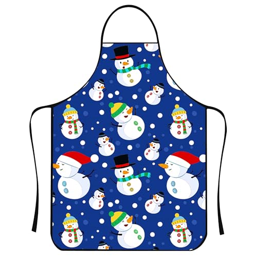 Snowman Christmas Apron for Men Women Kids - Winter Kitchen Cooking BBQ Gift