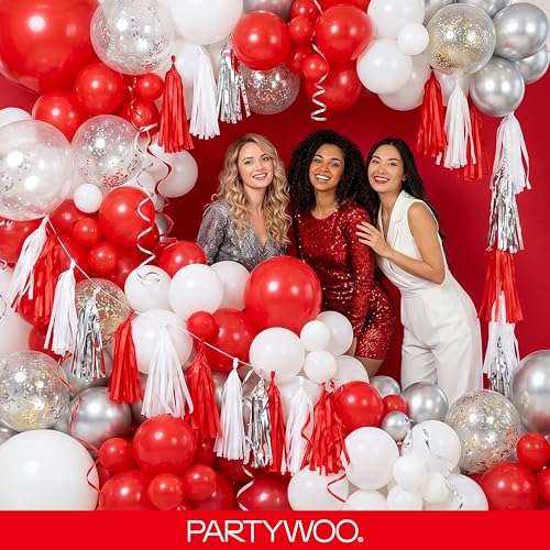 PartyWoo Red Balloons 85 Pcs Assorted Sizes Latex Balloon Arch Kit
