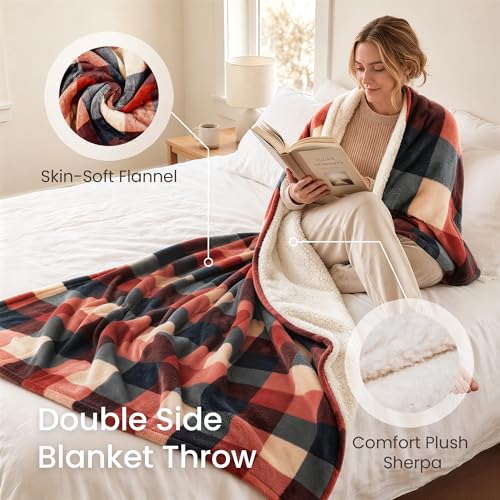 Heated Throw Blanket 60x70 - Soft Flannel & Sherpa, 6 Heat Settings