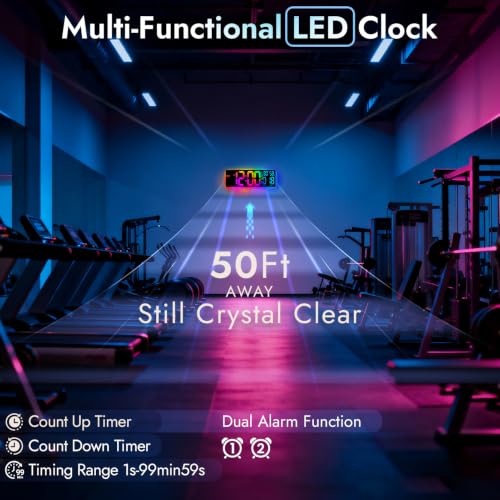16.5" Large Digital LED Wall Clock with RGB Backlight and Remote Control