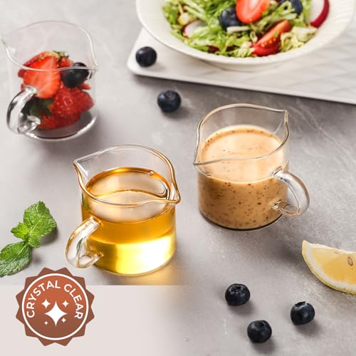 4 oz Glass Espresso Cups with Double Spout and Handle - Set of 2