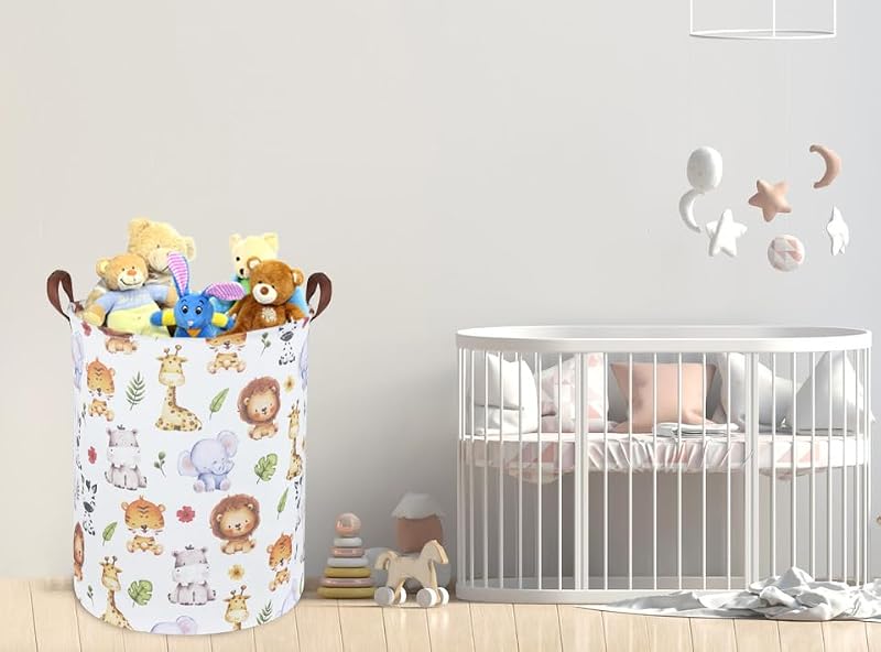Kids Laundry Hamper and Cute Animal Toy Storage Basket
