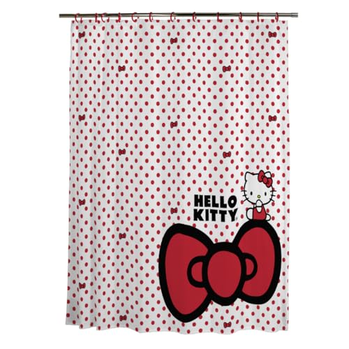 Hello Kitty 13-Piece Shower Curtain Set, 72 x 70 Inches, Official Licensed Kids Bathroom Decor
