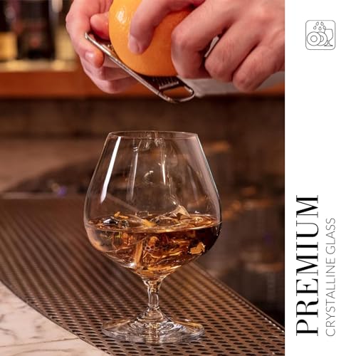 Krosno Cognac Glasses Set of 6, 18.6 oz, Elegant Lead-Free Crystal