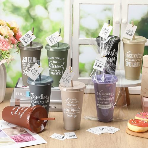 Skylety Employee Appreciation Gift Set Bulk with 30 Dark Colors Tumblers & Cards - Tribute Edition