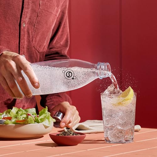 1L Slim Carbonating Bottles, 2-Pack - Dishwasher Safe White