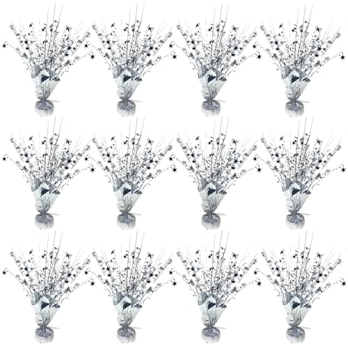 FUBININA Silver Birthday Table Centerpiece Metallic Foil Spray Party Decoration