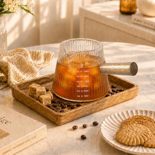 CUPLOOV 6oz Espresso Shot Glass Cup with Handle - Coffee Measuring & Bar Accessory