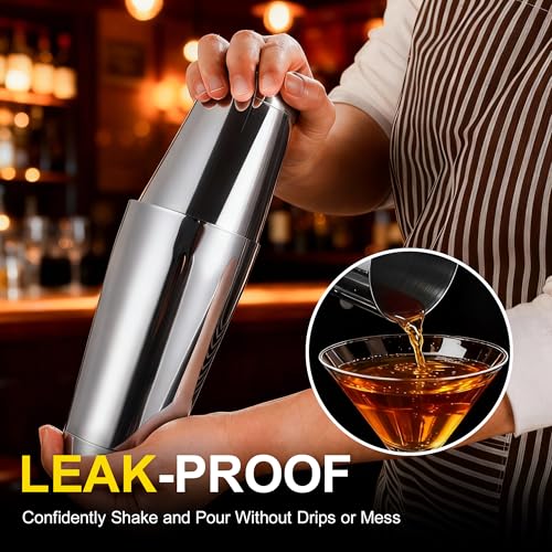 BETTFOR Silver Boston Shaker Set 18oz & 28oz Professional Barware
