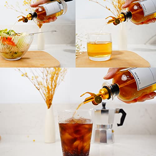 Lubise 4-Pack Stainless Steel Oil & Liquor Dispenser Spouts — Auto-Open Flip Top for Bottles