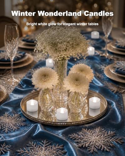 Homemory 24-Pack Flameless Tea Lights Candles – Cool White, White Body, 200+ Hours