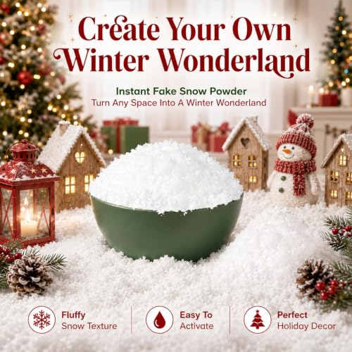 Instant Fake Snow Powder 11 oz - Artificial Snow for Christmas & Holiday Decor