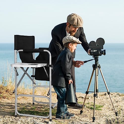 Folding Director's Chair with Side Table and Footrest, 300 lbs Capacity