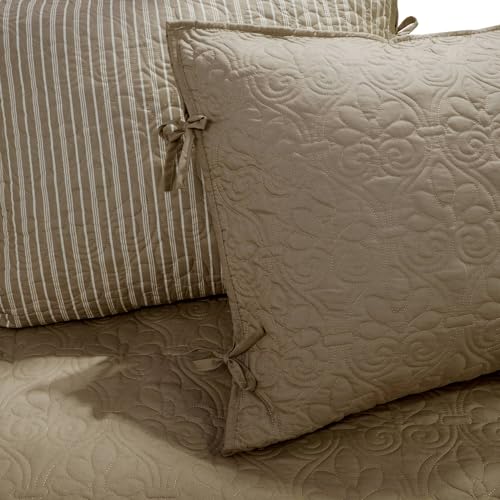 Classic Quilted Daybed Cover Set - 6 Piece Reversible Bedding, Khaki (39"x75")