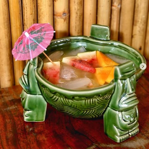 32 oz Ceramic Tiki Punch Bowl - Decorative Tropical Cocktail Serveware