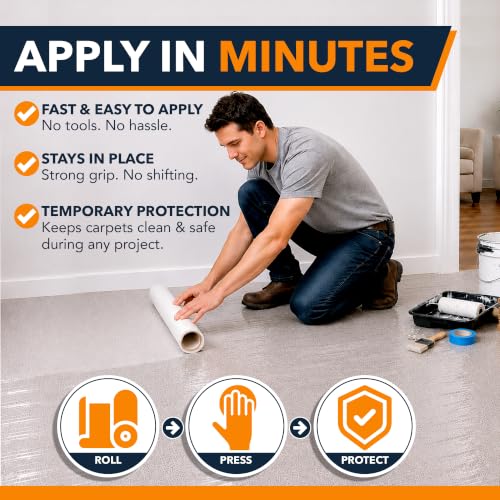 Self-Adhesive Carpet Protection Film - 24" x 200 ft Heavy Duty Roll