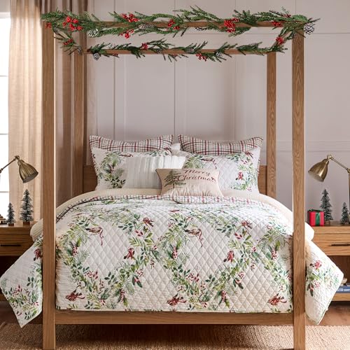 Levtex Home Tinsel Tidings Full/Queen Quilt - Reversible Cotton 88x92in Christmas