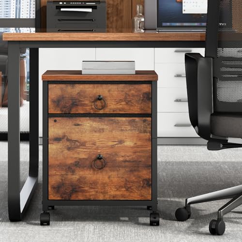 2-Drawer Mobile File Cabinet with Printer Stand, Industrial Office Storage