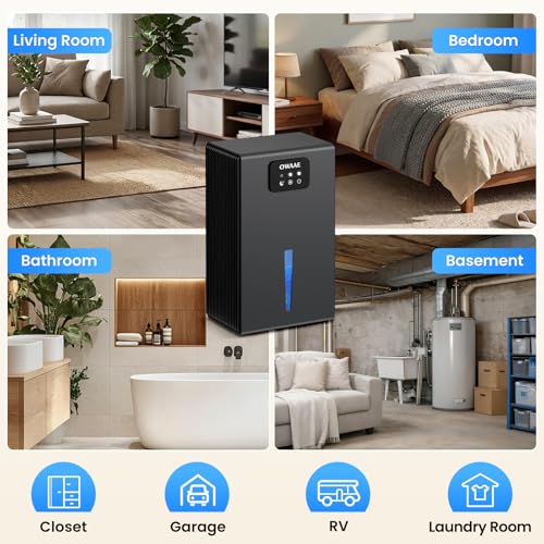 Home Dehumidifier with 95oz Water Tank and Sleep Mode, Grey