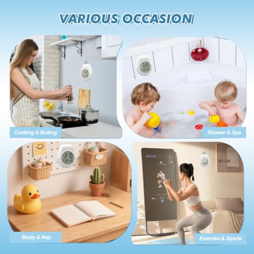 Waterproof Digital Shower Clock with Timer and Temperature Display