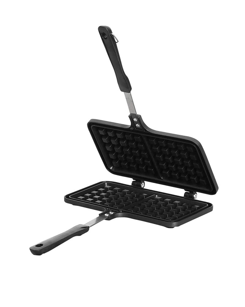 Baffect Non-stick Cast Aluminum Stovetop Waffle Iron, 8.7 Inches Camping Waffle Maker Pan, Portable Stove Top Aluminum Waffle Maker Pan for Family Breakfast Baking