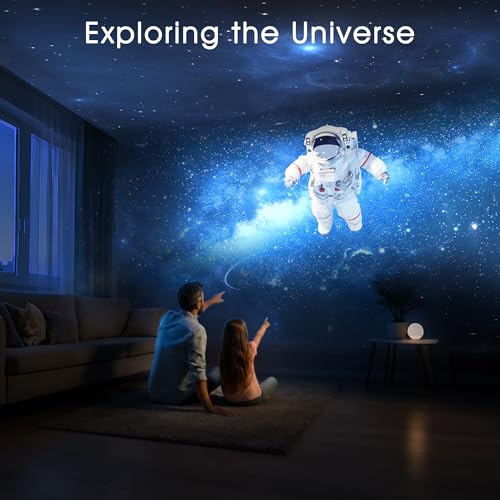 AIRIVO White 3D Galaxy Star Projector with Bluetooth Speaker & Auto-Off Timer