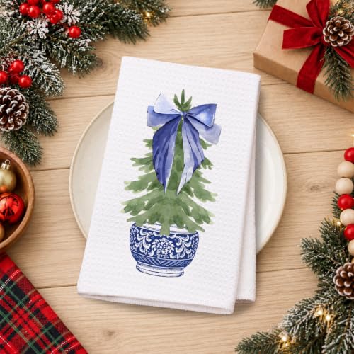 Blue Chinoiserie Christmas Kitchen Hand Towels 16x24 — SPBL&L (Holiday Decor)