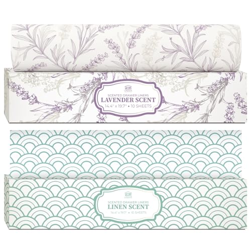 Linda's Essentials Large Lavender & Linen Scented Drawer Liners - 19.7 x 14.4 inches, Pack of 20
