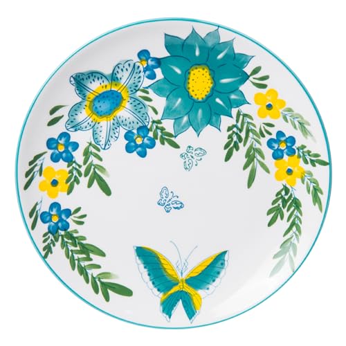 HomePop Ceramic 12-Pieces Dinnerware Sets,Dish Plates and Bowls Sets - Blue Turquoise