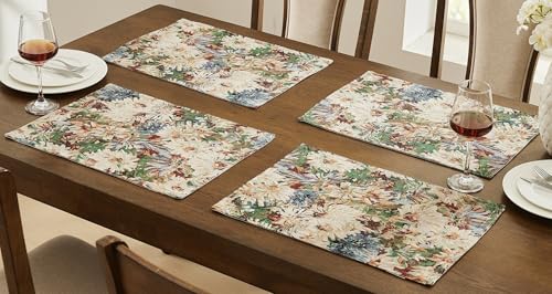 Warm Home Designs Mums Set of 4 Elegant Placemats | Holiday & Farmhouse Style