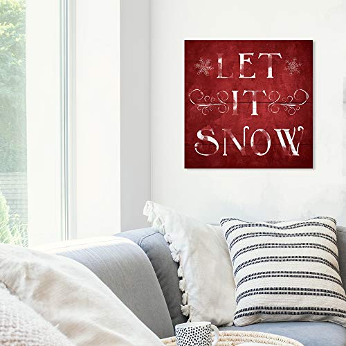 Wynwood Studio Let It Snow 20" x 20" Christmas Canvas Wall Art, Red/White