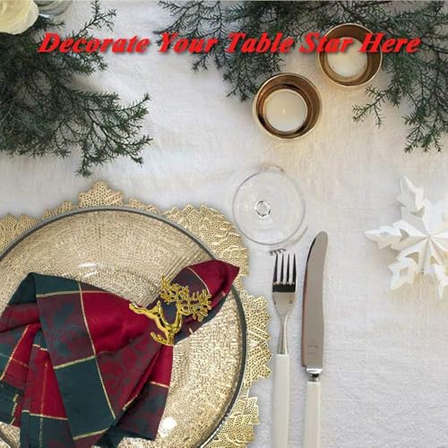 Deer-3 Gold Napkin Rings Set of 8 for Holiday & Christmas Table Decor