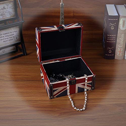 Vintage British Flag Wooden Treasure Chest Jewelry Keepsake Storage Box